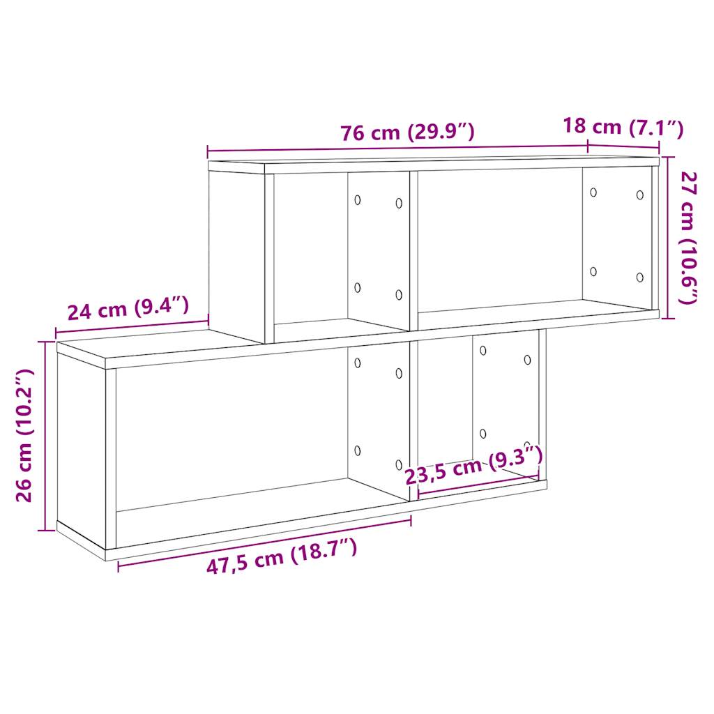 Wandschap 100x18x53 cm bewerkt hout artisanaal eikenkleurig is nu te koop bij PeponiXL, paradijselijk wonen!