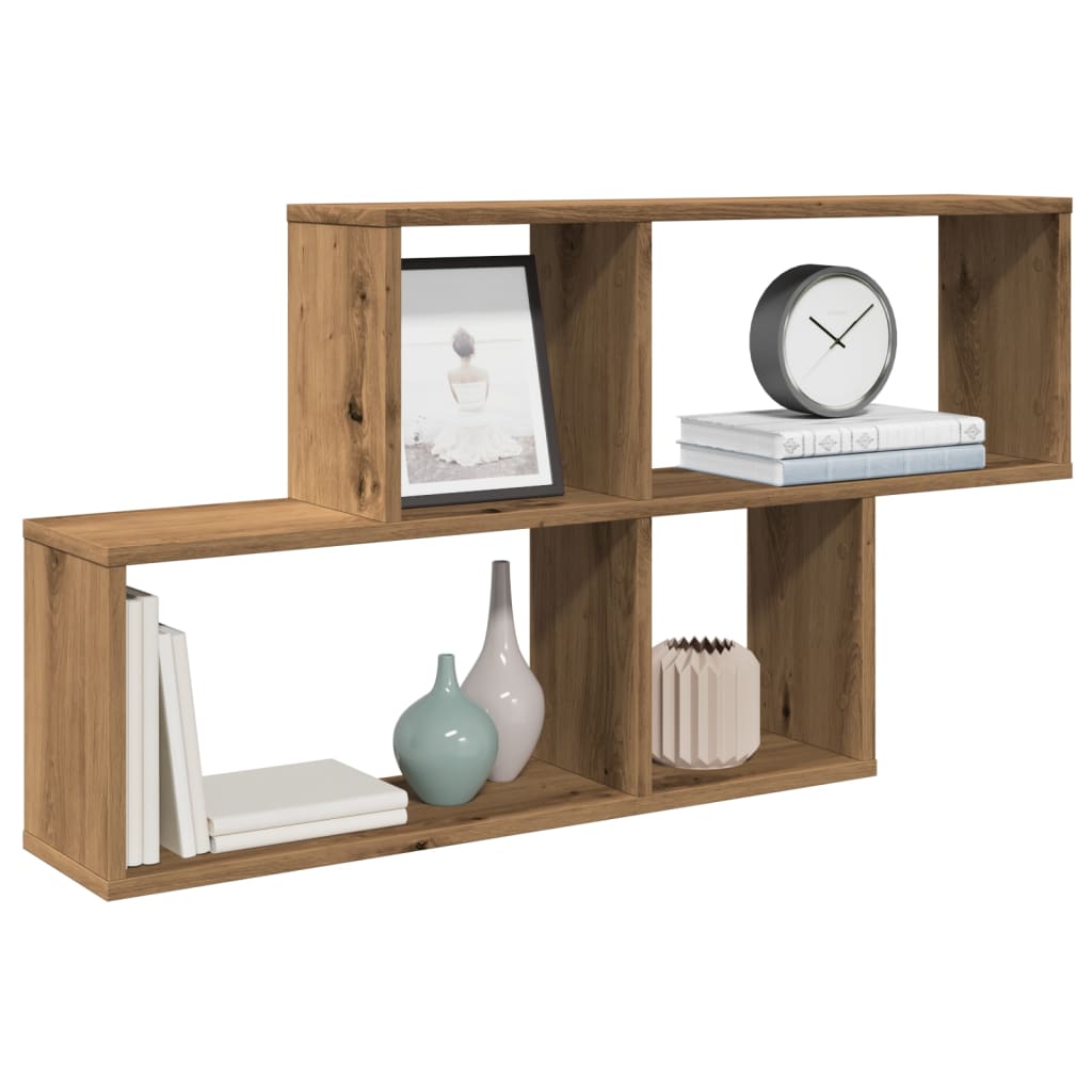 Wandschap 100x18x53 cm bewerkt hout artisanaal eikenkleurig is nu te koop bij PeponiXL, paradijselijk wonen!