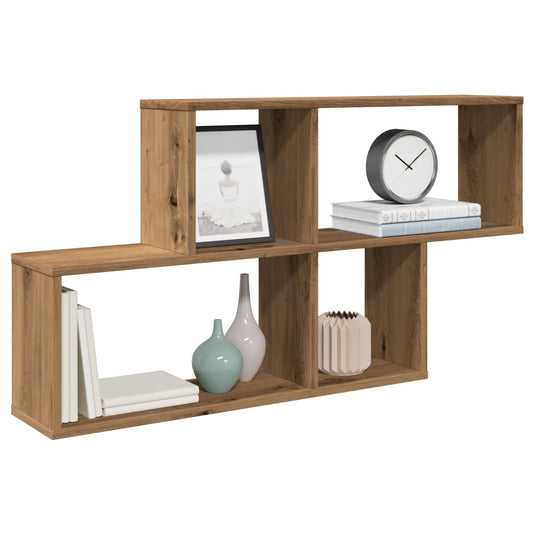 Wandschap 100x18x53 cm bewerkt hout artisanaal eikenkleurig is nu te koop bij PeponiXL, paradijselijk wonen!