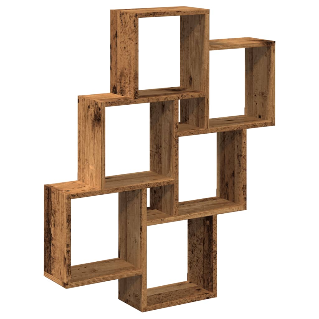 Wandschap kubus 78x15x93 cm bewerkt hout oud houtkleurig is nu te koop bij PeponiXL, paradijselijk wonen!