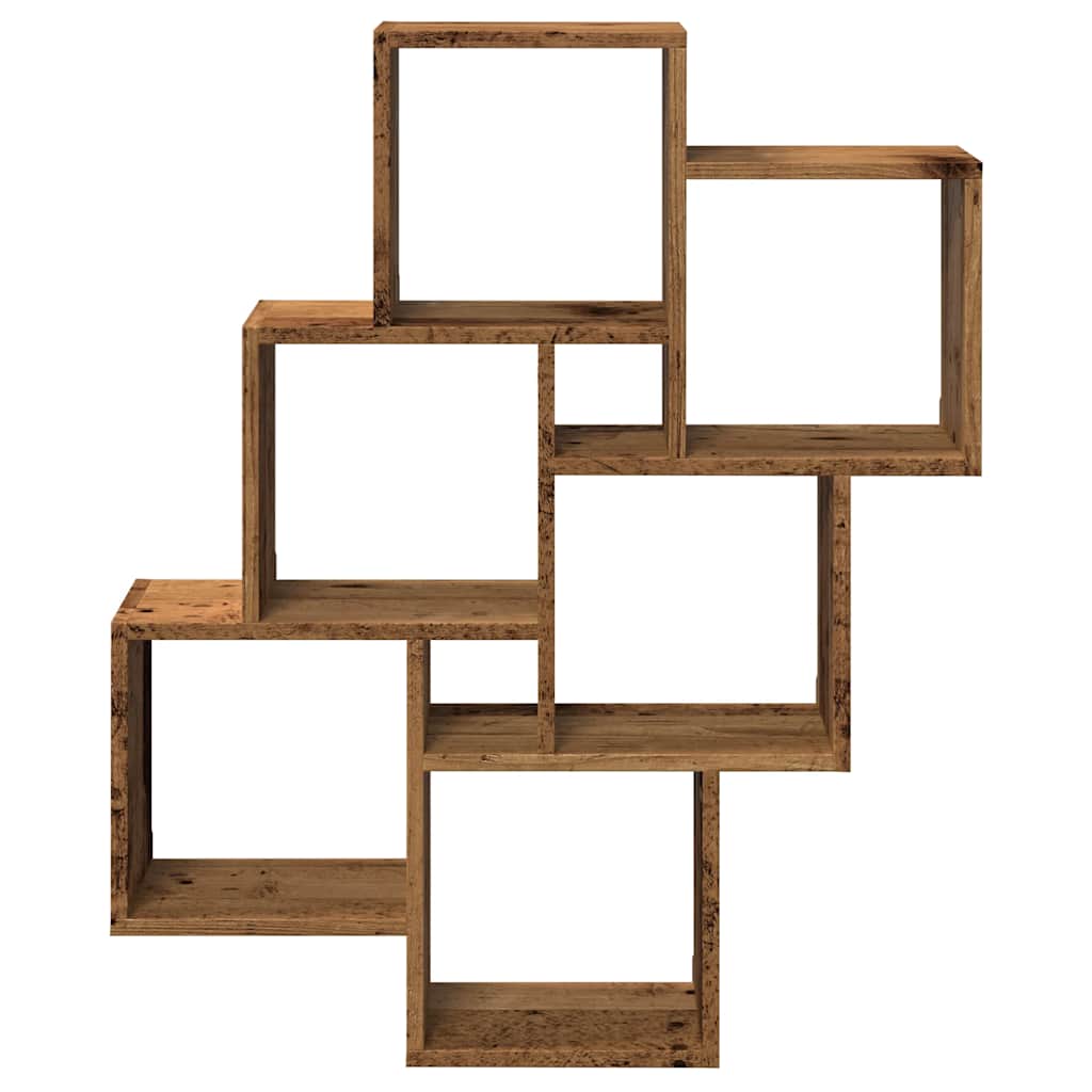 Wandschap kubus 78x15x93 cm bewerkt hout oud houtkleurig is nu te koop bij PeponiXL, paradijselijk wonen!