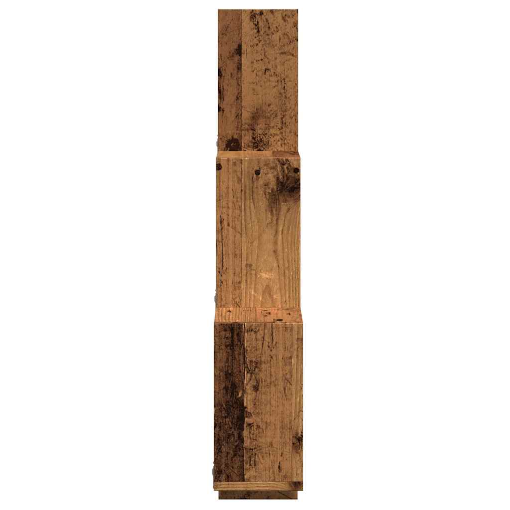 Wandschap kubus 78x15x93 cm bewerkt hout oud houtkleurig is nu te koop bij PeponiXL, paradijselijk wonen!