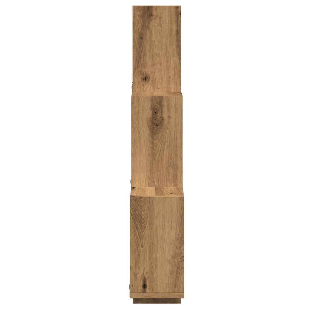 Wandschap kubus 78x15x93 cm bewerkt hout artisanaal eikenkleur is nu te koop bij PeponiXL, paradijselijk wonen!