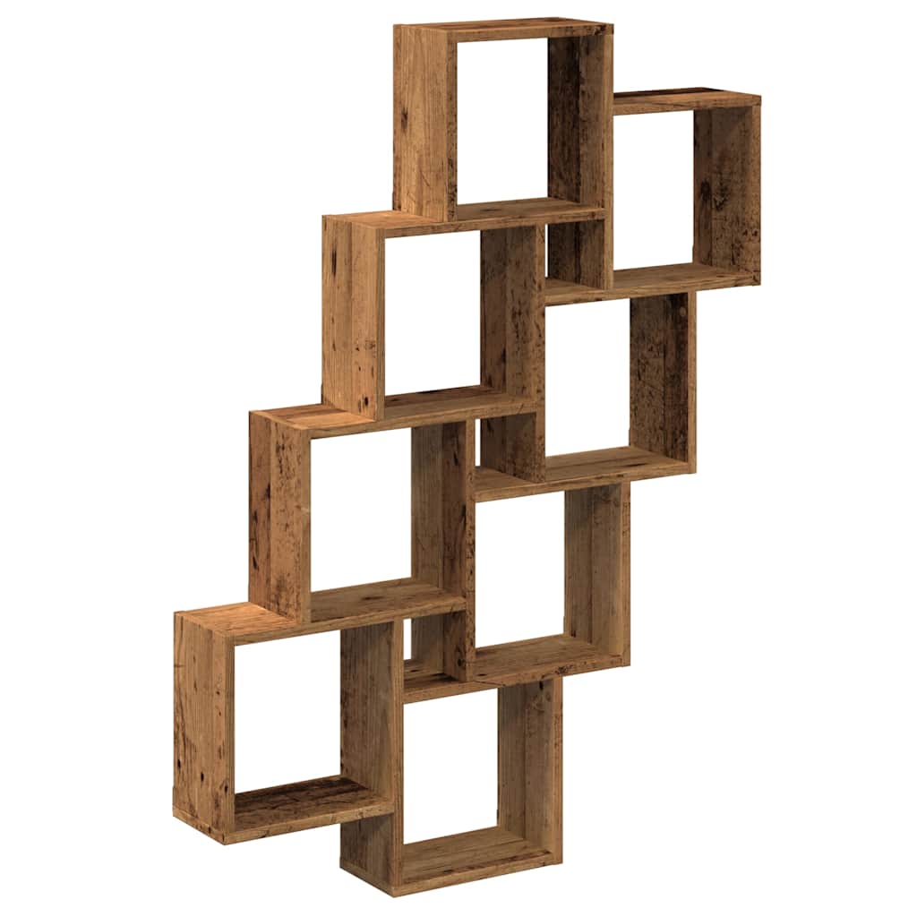 Wandschap kubus 90x15x119,5 cm bewerkt hout oud houtkleurig is nu te koop bij PeponiXL, paradijselijk wonen!