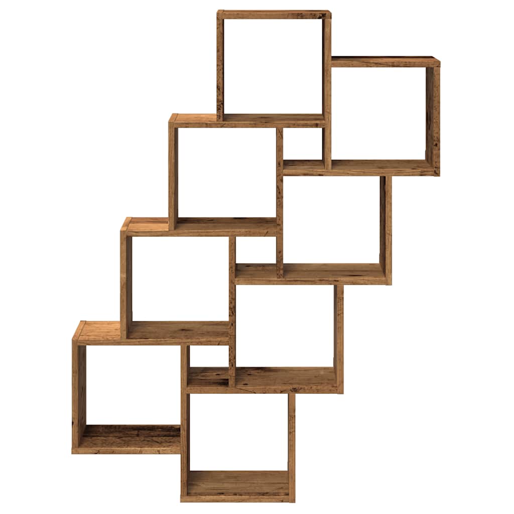 Wandschap kubus 90x15x119,5 cm bewerkt hout oud houtkleurig is nu te koop bij PeponiXL, paradijselijk wonen!