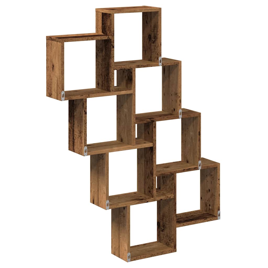 Wandschap kubus 90x15x119,5 cm bewerkt hout oud houtkleurig is nu te koop bij PeponiXL, paradijselijk wonen!