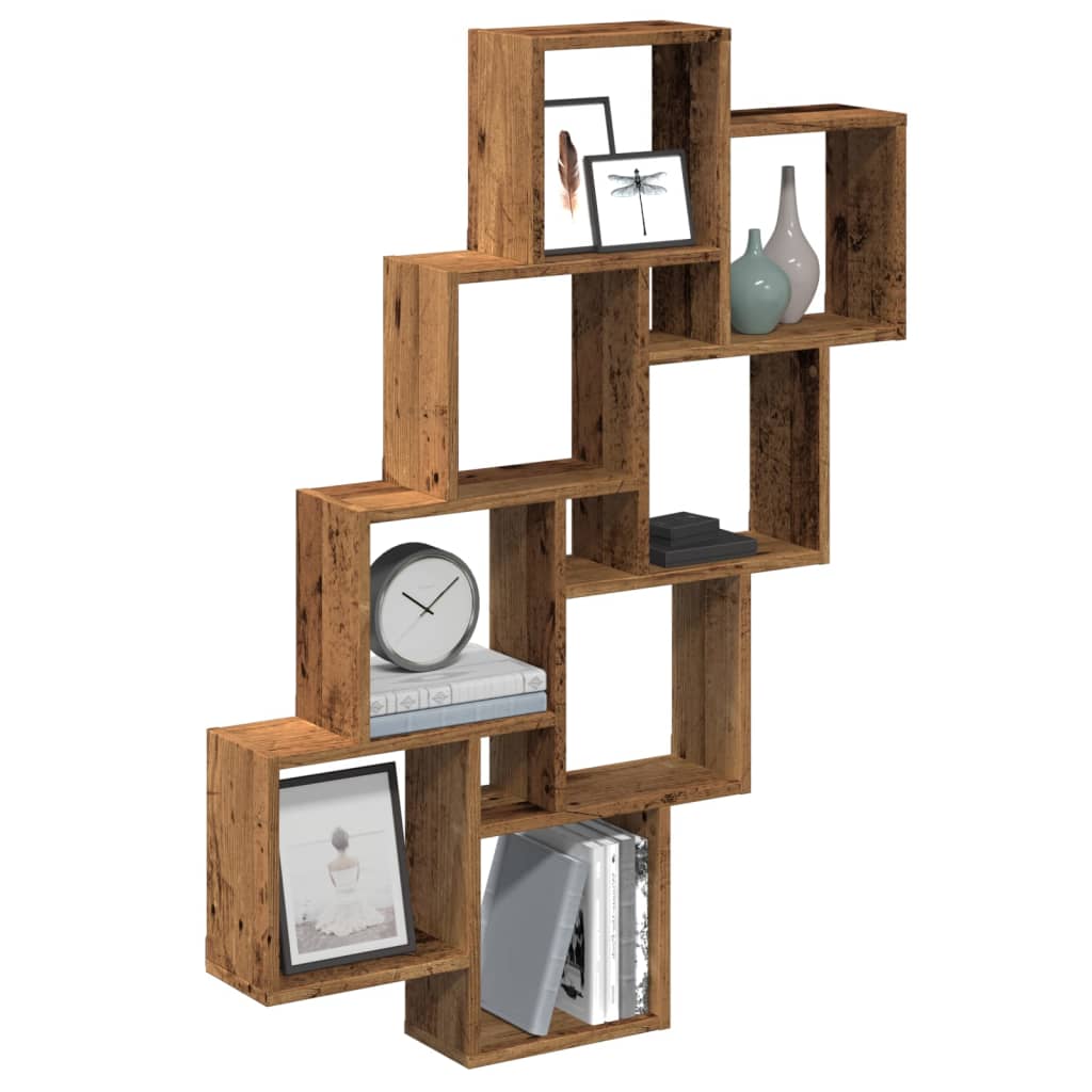 Wandschap kubus 90x15x119,5 cm bewerkt hout oud houtkleurig is nu te koop bij PeponiXL, paradijselijk wonen!