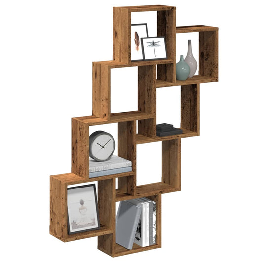Wandschap kubus 90x15x119,5 cm bewerkt hout oud houtkleurig is nu te koop bij PeponiXL, paradijselijk wonen!