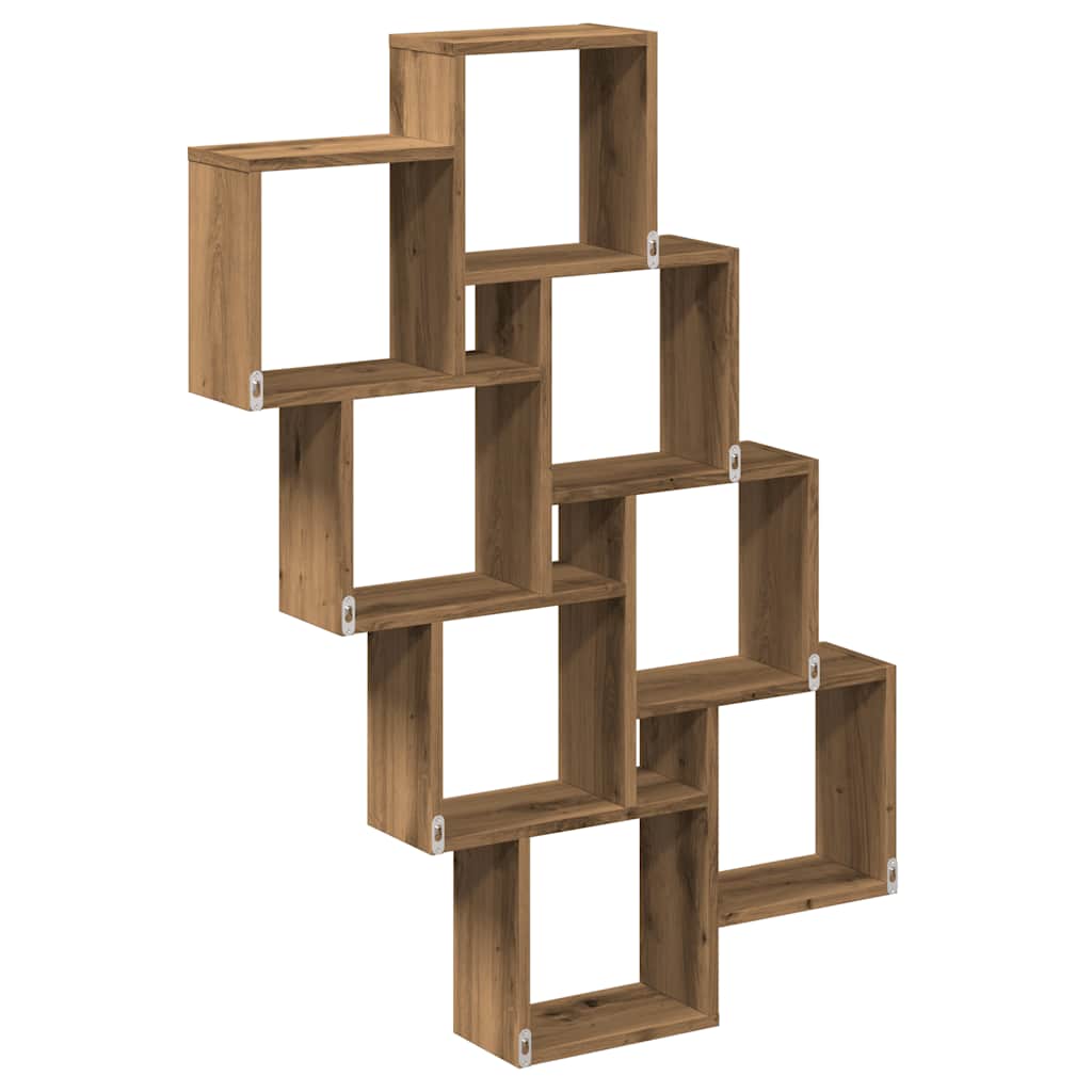Wandschap kubus 90x15x119,5 cm bewerkt hout artisanaal eiken is nu te koop bij PeponiXL, paradijselijk wonen!