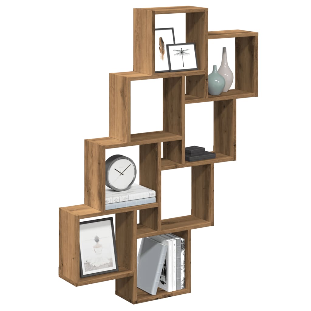 Wandschap kubus 90x15x119,5 cm bewerkt hout artisanaal eiken is nu te koop bij PeponiXL, paradijselijk wonen!