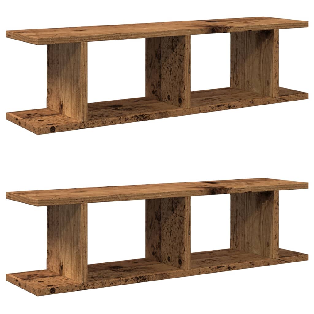 Wandschappen 2 st 75x18x20 cm bewerkt hout oud houtkleurig is nu te koop bij PeponiXL, paradijselijk wonen!