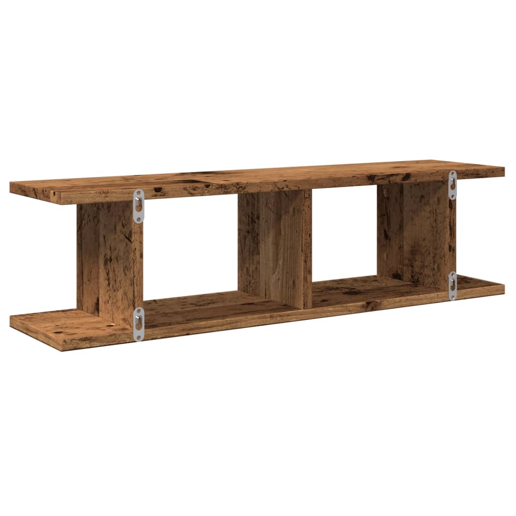 Wandschappen 2 st 75x18x20 cm bewerkt hout oud houtkleurig is nu te koop bij PeponiXL, paradijselijk wonen!