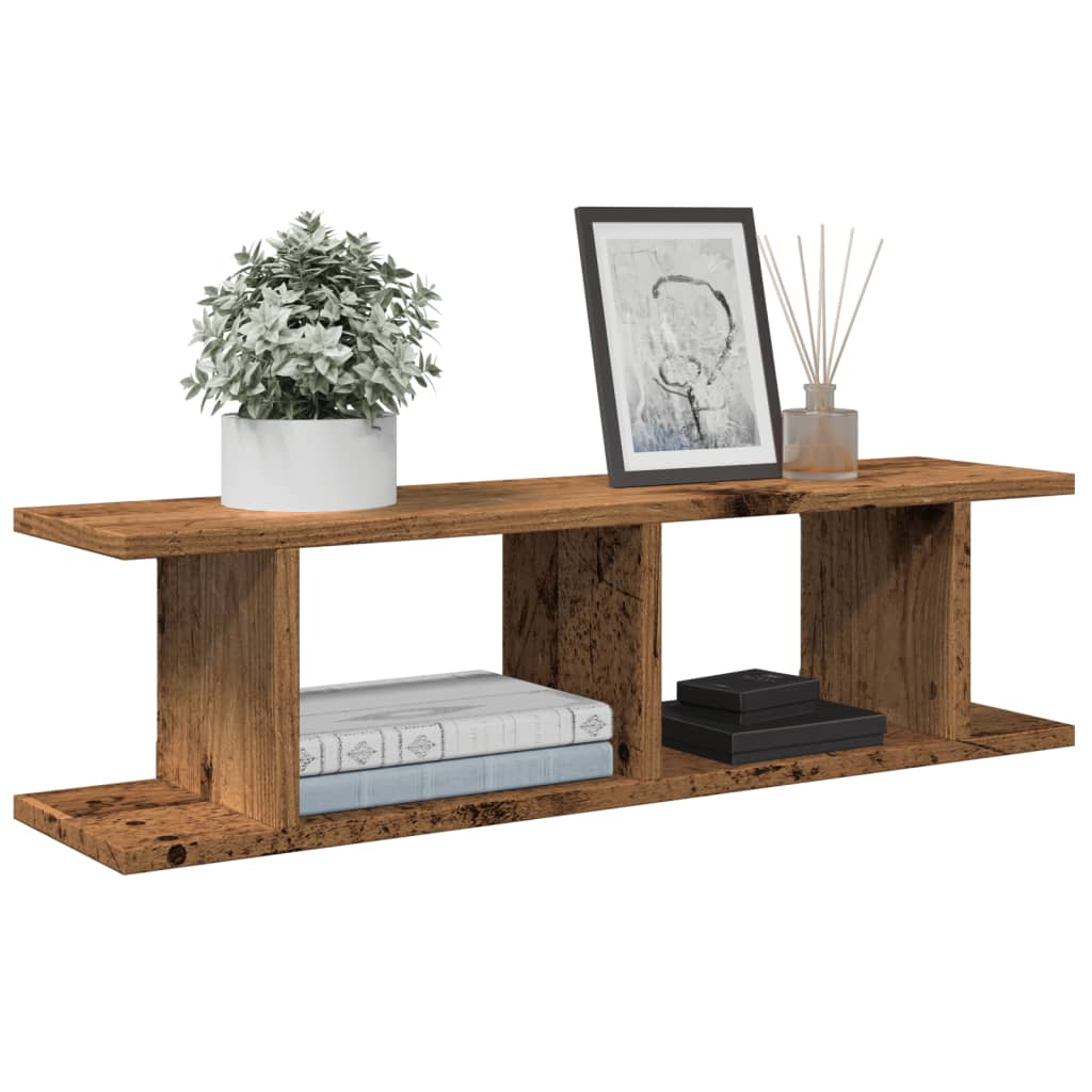 Wandschappen 2 st 75x18x20 cm bewerkt hout oud houtkleurig is nu te koop bij PeponiXL, paradijselijk wonen!