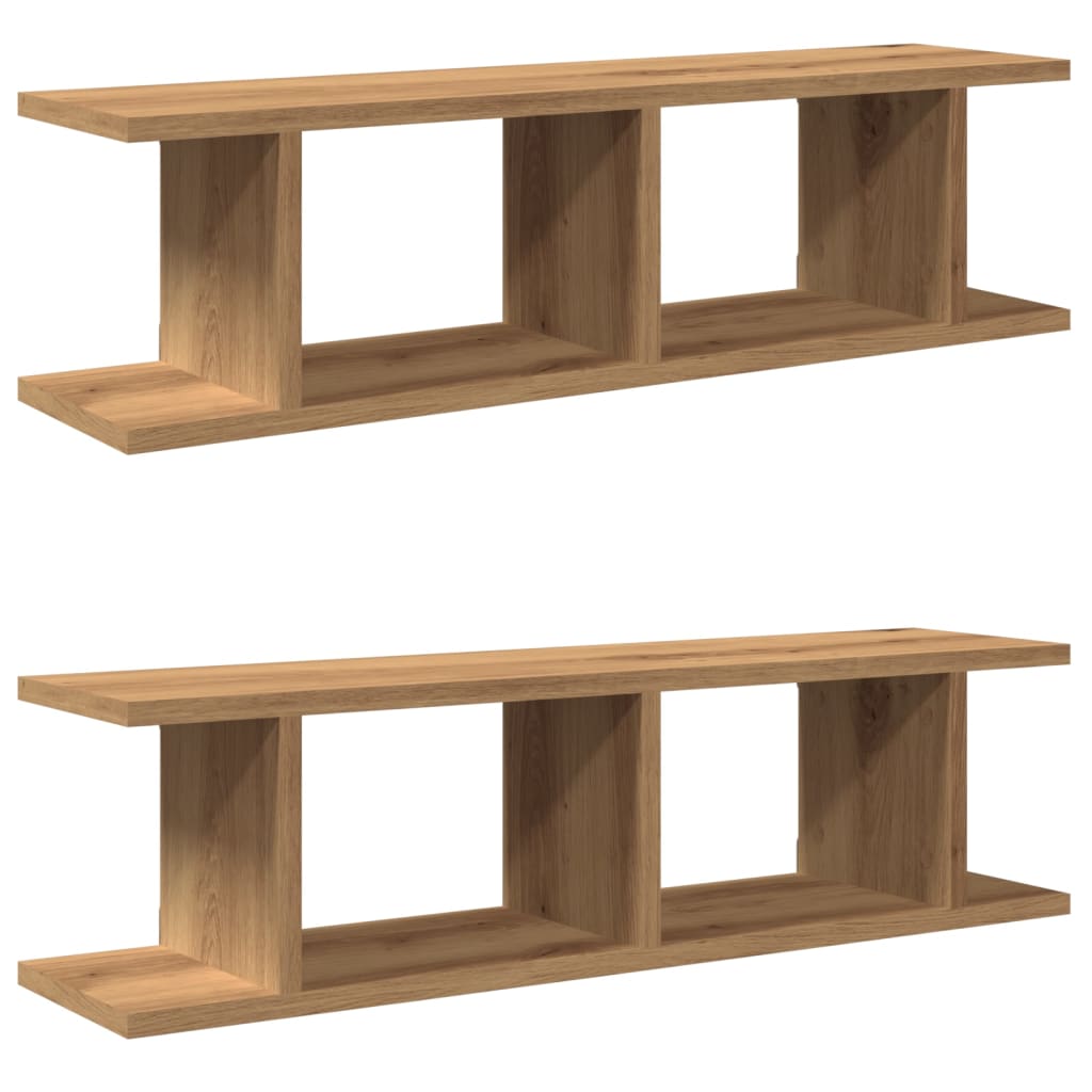 Wandschappen 2 st 75x18x20cm bewerkt hout artisanaal eikenkleur is nu te koop bij PeponiXL, paradijselijk wonen!