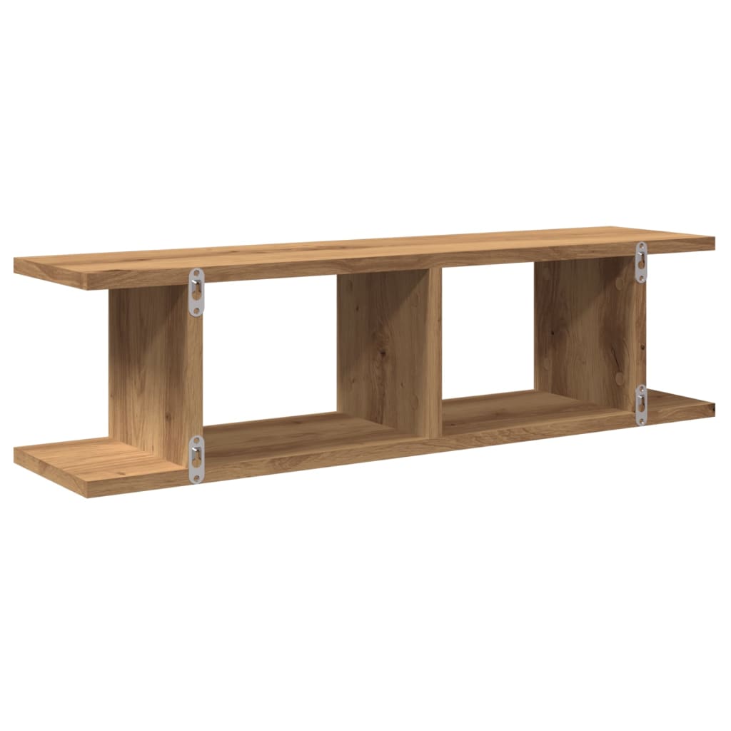 Wandschappen 2 st 75x18x20cm bewerkt hout artisanaal eikenkleur is nu te koop bij PeponiXL, paradijselijk wonen!