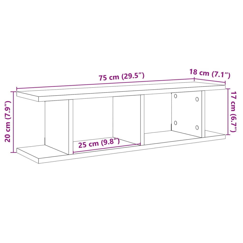 Wandschappen 2 st 75x18x20cm bewerkt hout artisanaal eikenkleur is nu te koop bij PeponiXL, paradijselijk wonen!