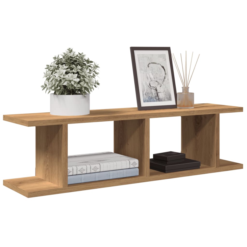 Wandschappen 2 st 75x18x20cm bewerkt hout artisanaal eikenkleur is nu te koop bij PeponiXL, paradijselijk wonen!