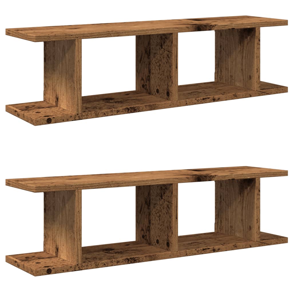 Wandschappen 2 st 90x18x20 cm bewerkt hout oud houtkleurig is nu te koop bij PeponiXL, paradijselijk wonen!
