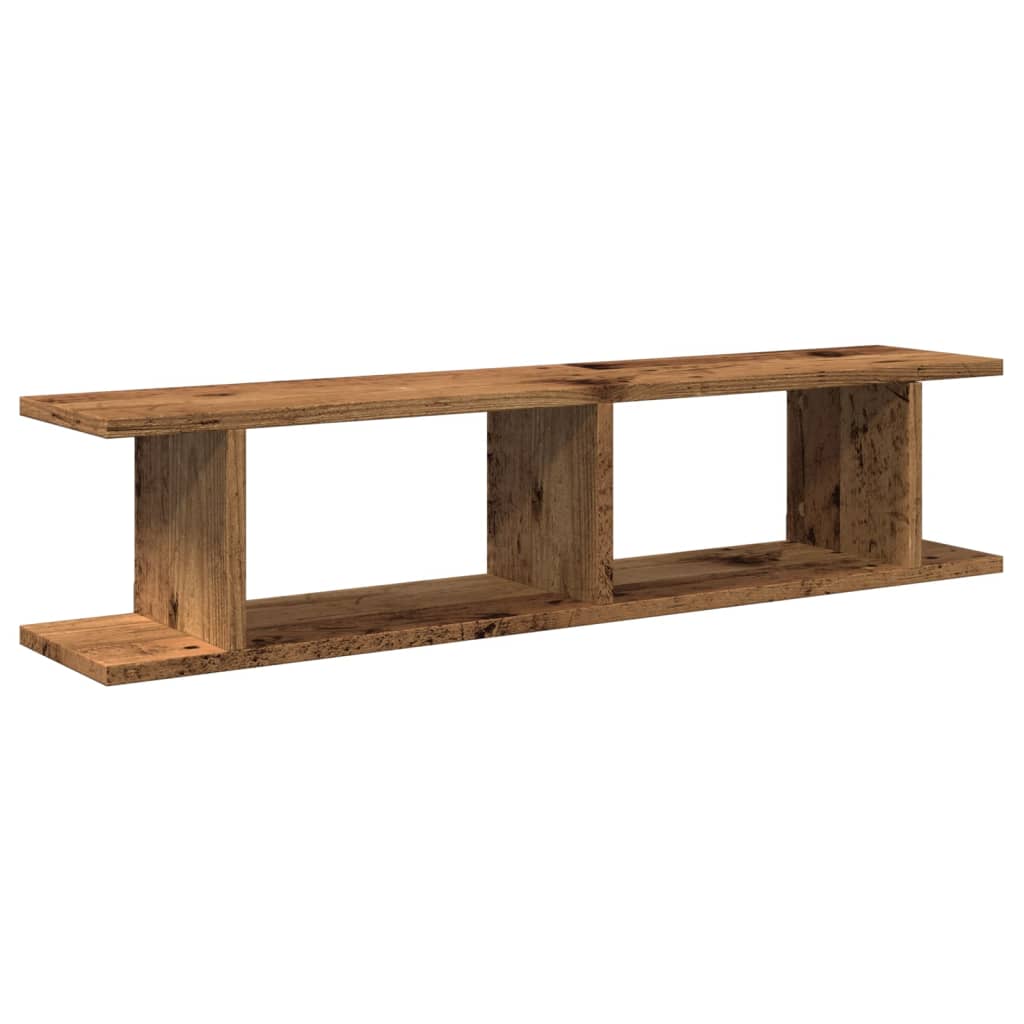 Wandschappen 2 st 90x18x20 cm bewerkt hout oud houtkleurig is nu te koop bij PeponiXL, paradijselijk wonen!