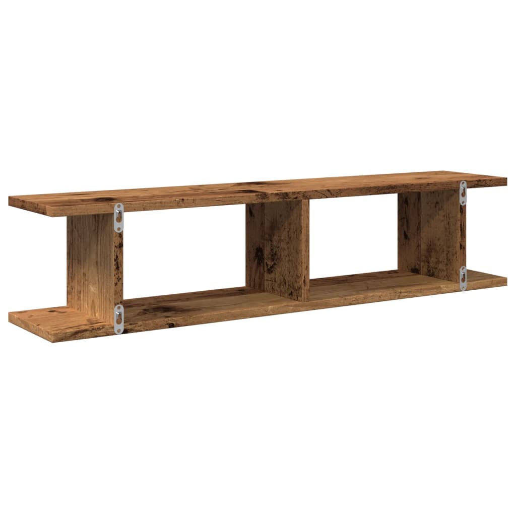 Wandschappen 2 st 90x18x20 cm bewerkt hout oud houtkleurig is nu te koop bij PeponiXL, paradijselijk wonen!
