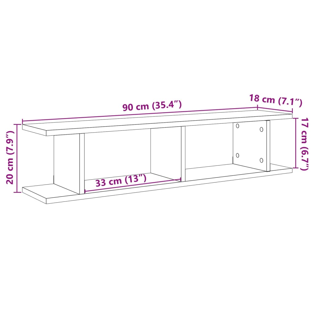 Wandschappen 2 st 90x18x20 cm bewerkt hout oud houtkleurig is nu te koop bij PeponiXL, paradijselijk wonen!