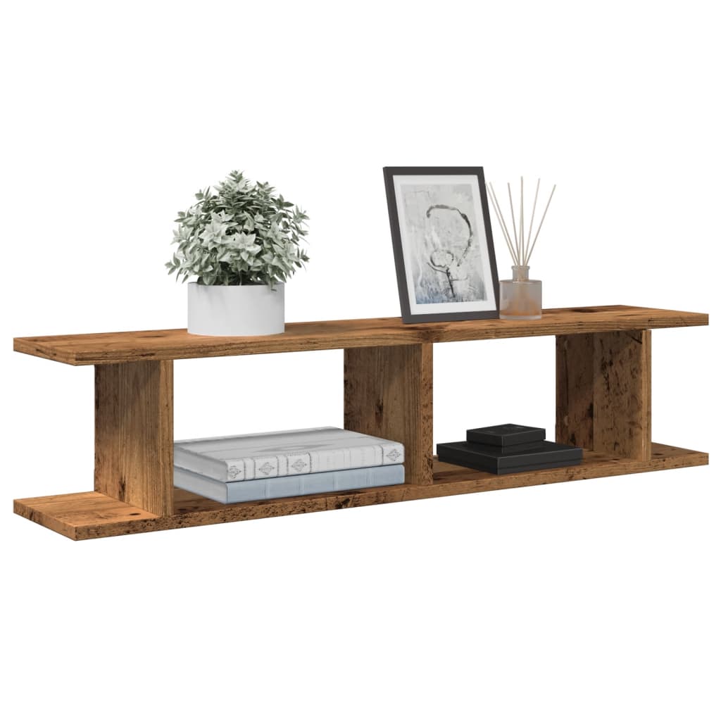 Wandschappen 2 st 90x18x20 cm bewerkt hout oud houtkleurig is nu te koop bij PeponiXL, paradijselijk wonen!