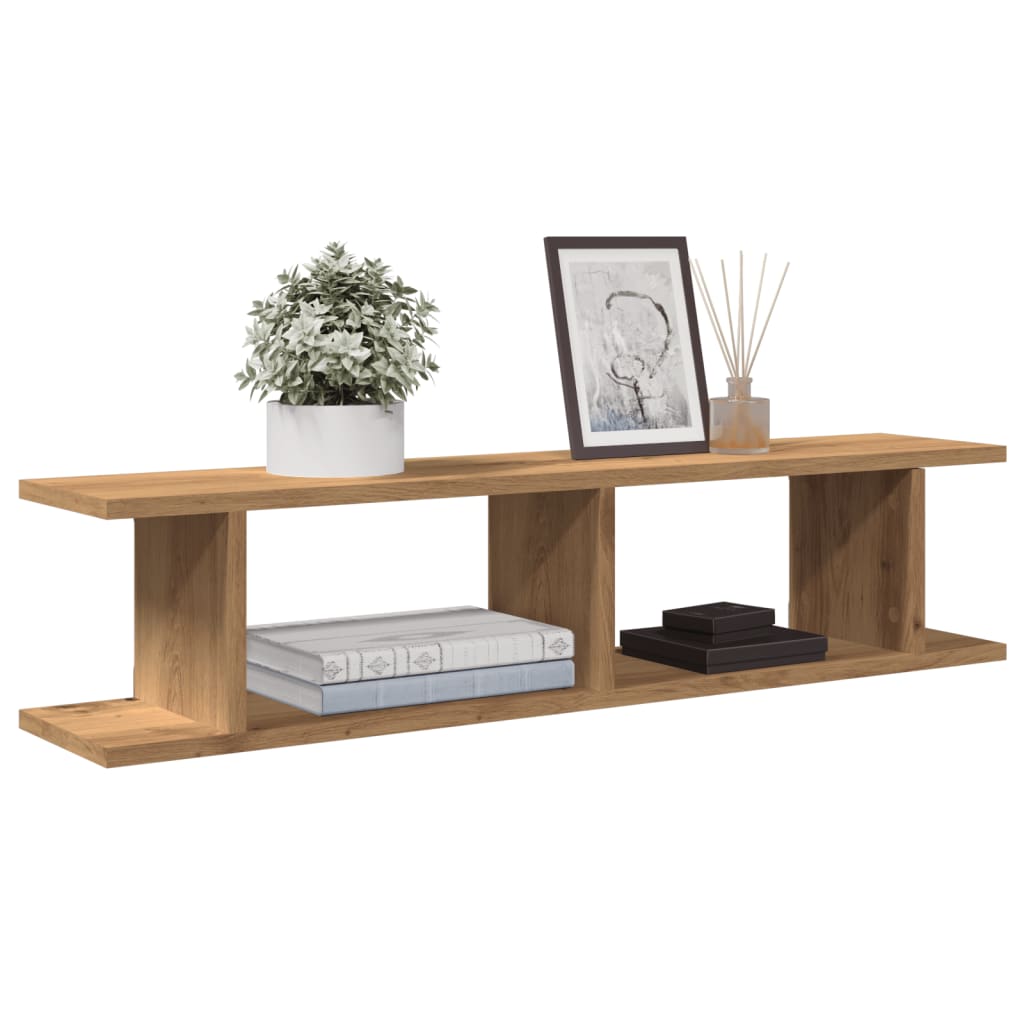 Wandschappen 2 st 90x18x20cm bewerkt hout artisanaal eikenkleur is nu te koop bij PeponiXL, paradijselijk wonen!