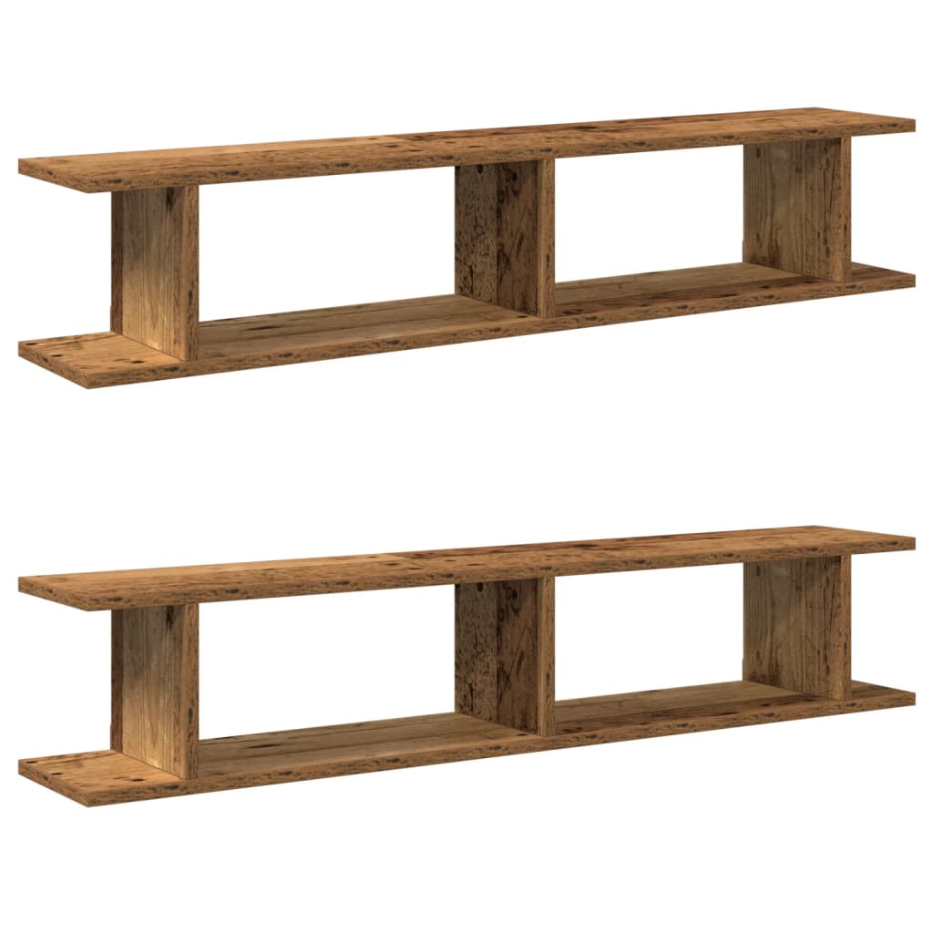 Wandschappen 2 st 105x18x20 cm bewerkt hout oud houtkleurig is nu te koop bij PeponiXL, paradijselijk wonen!