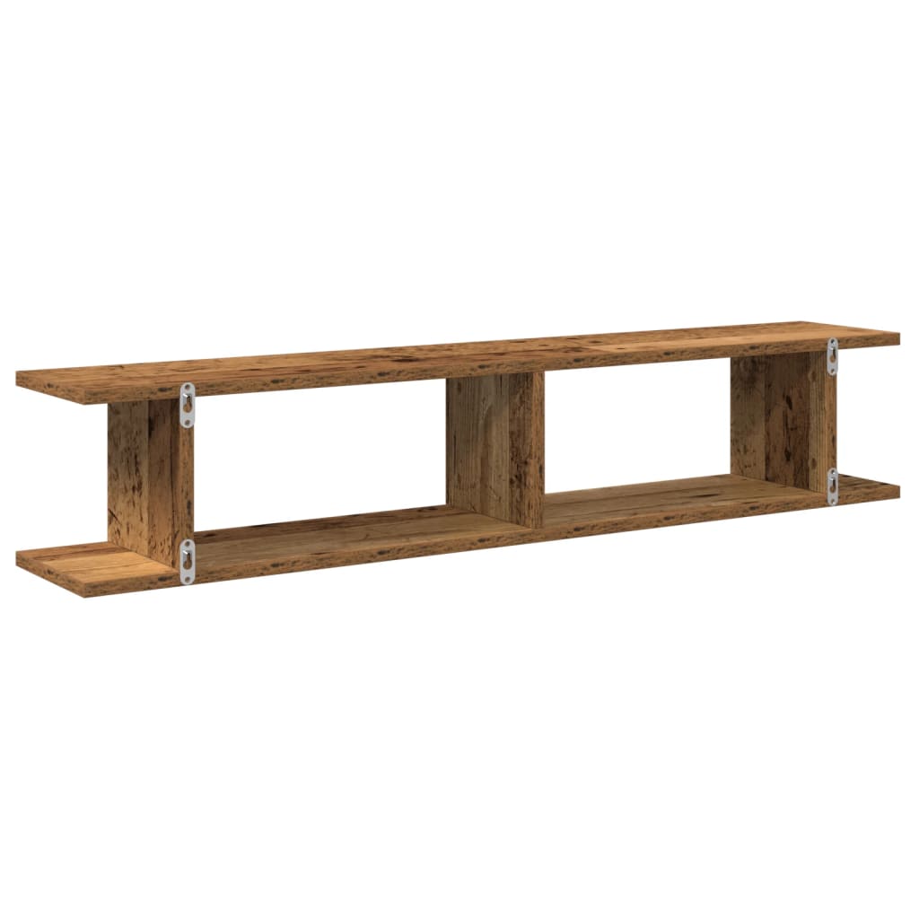 Wandschappen 2 st 105x18x20 cm bewerkt hout oud houtkleurig is nu te koop bij PeponiXL, paradijselijk wonen!