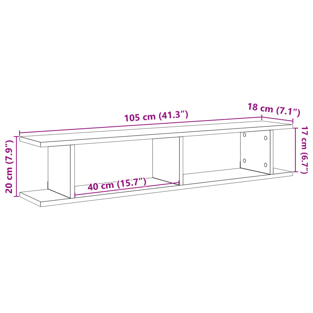 Wandschappen 2 st 105x18x20 cm bewerkt hout oud houtkleurig is nu te koop bij PeponiXL, paradijselijk wonen!
