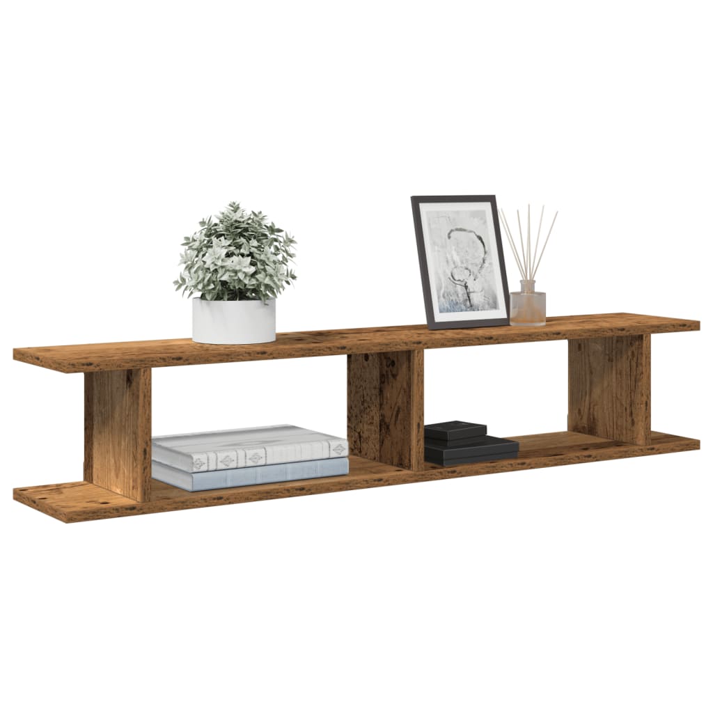 Wandschappen 2 st 105x18x20 cm bewerkt hout oud houtkleurig is nu te koop bij PeponiXL, paradijselijk wonen!
