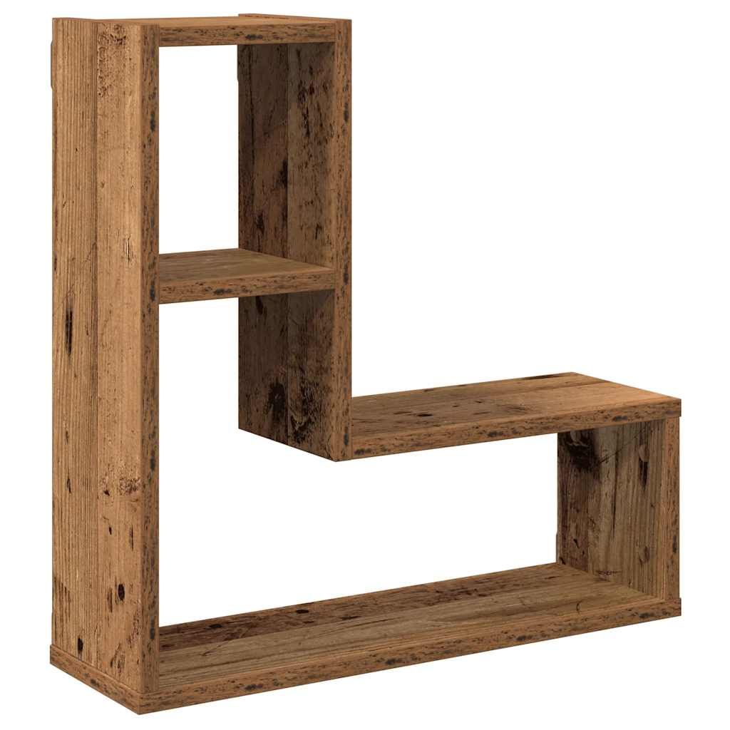 Wandschappen kubus 2 st 50x15x50 cm bewerkt hout oud houtkleur is nu te koop bij PeponiXL, paradijselijk wonen!