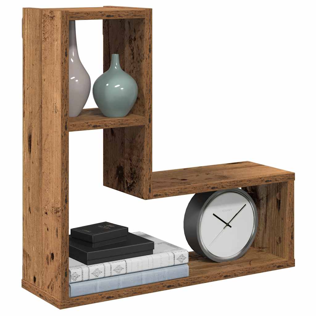 Wandschappen kubus 2 st 50x15x50 cm bewerkt hout oud houtkleur is nu te koop bij PeponiXL, paradijselijk wonen!