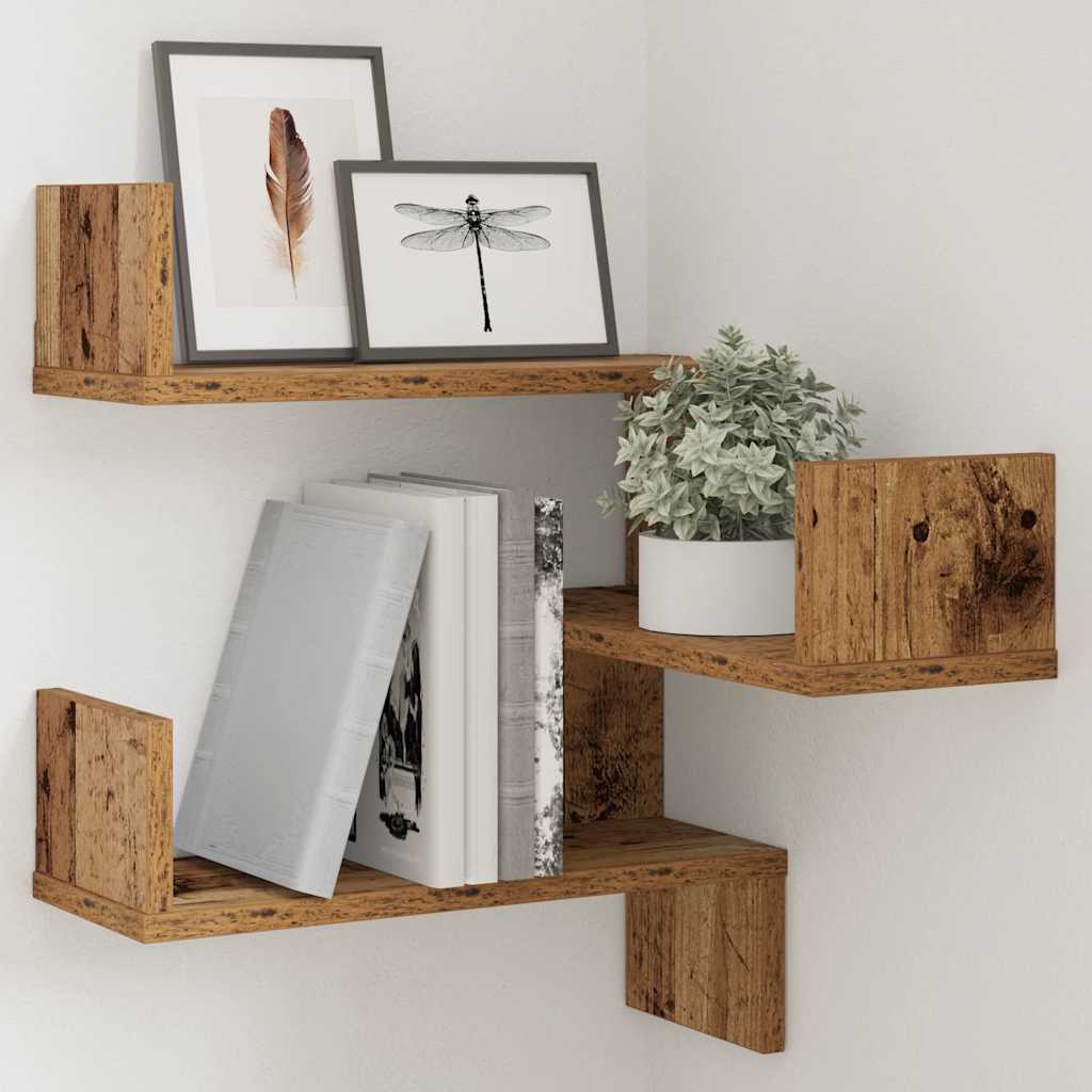 Hoekwandschap 40x40x49,5 cm bewerkt hout out houtkleurig is nu te koop bij PeponiXL, paradijselijk wonen!