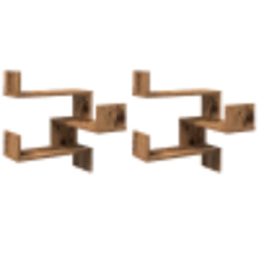 Hoekwandschappen 2 st 40x40x49,5 cm bewerkt hout oud houtkleur is nu te koop bij PeponiXL, paradijselijk wonen!