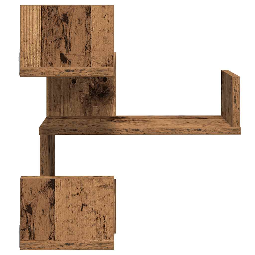 Hoekwandschappen 2 st 40x40x49,5 cm bewerkt hout oud houtkleur is nu te koop bij PeponiXL, paradijselijk wonen!