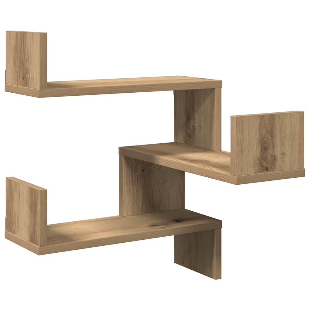 Hoekwandschappen 2 st 40x40x49,5 cm hout artisanaal eiken is nu te koop bij PeponiXL, paradijselijk wonen!