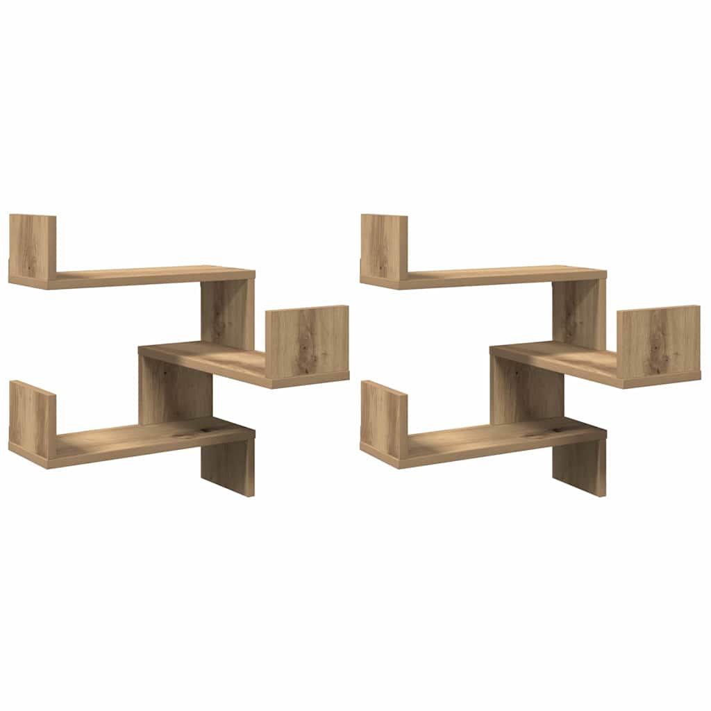 Hoekwandschappen 2 st 40x40x49,5 cm hout artisanaal eiken is nu te koop bij PeponiXL, paradijselijk wonen!