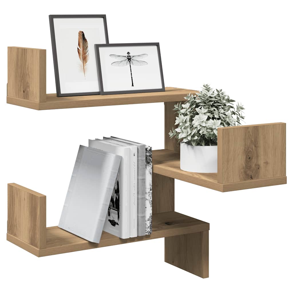 Hoekwandschappen 2 st 40x40x49,5 cm hout artisanaal eiken is nu te koop bij PeponiXL, paradijselijk wonen!