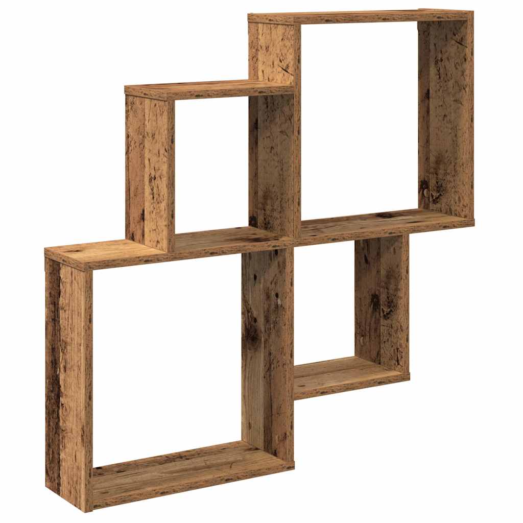 Wandschap 80x15x78,5 cm bewerkt hout oud houtkleurig is nu te koop bij PeponiXL, paradijselijk wonen!