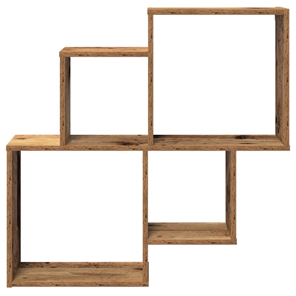 Wandschap 80x15x78,5 cm bewerkt hout oud houtkleurig is nu te koop bij PeponiXL, paradijselijk wonen!