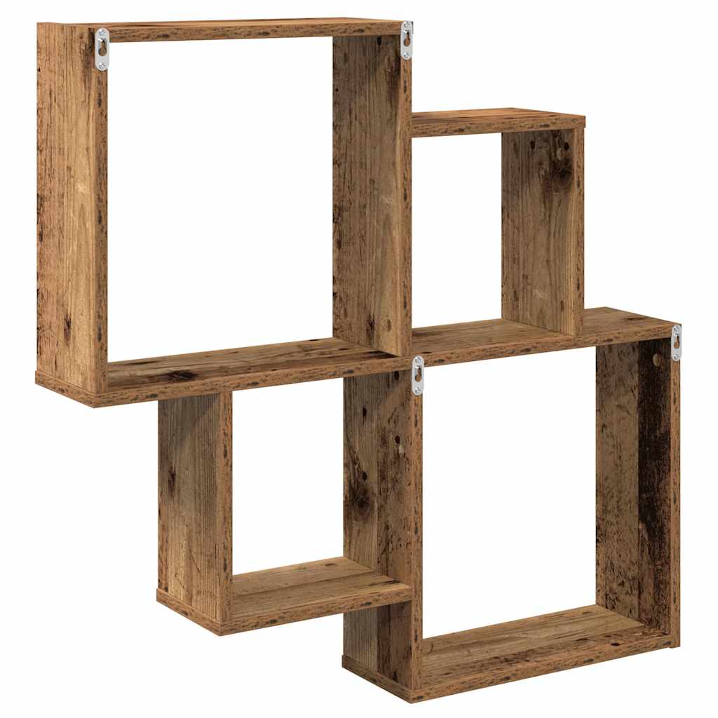 Wandschap 80x15x78,5 cm bewerkt hout oud houtkleurig is nu te koop bij PeponiXL, paradijselijk wonen!