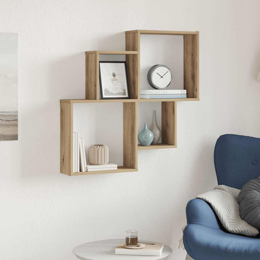 Wandschap 80x15x78,5 cm bewerkt hout artisanaal eikenkleurig is nu te koop bij PeponiXL, paradijselijk wonen!