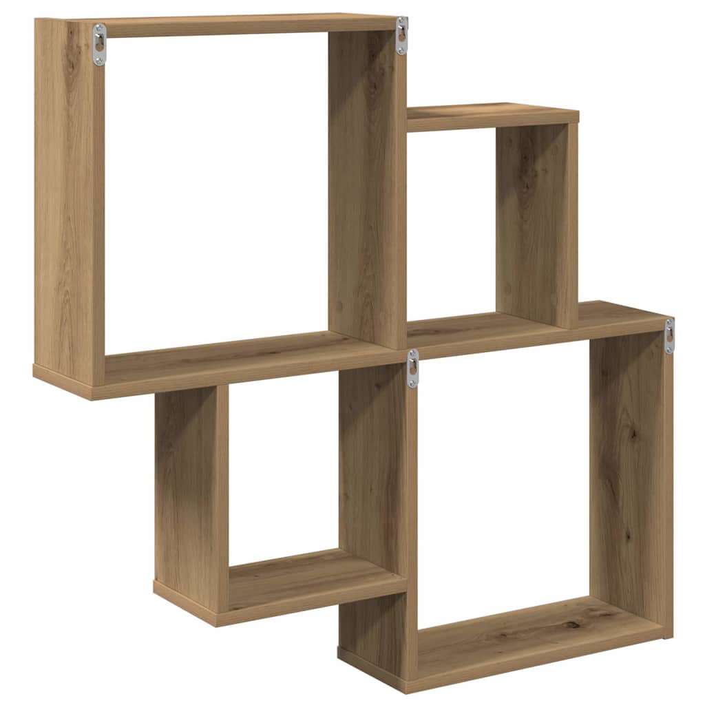 Wandschap 80x15x78,5 cm bewerkt hout artisanaal eikenkleurig is nu te koop bij PeponiXL, paradijselijk wonen!