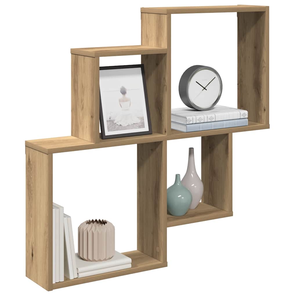 Wandschap 80x15x78,5 cm bewerkt hout artisanaal eikenkleurig is nu te koop bij PeponiXL, paradijselijk wonen!