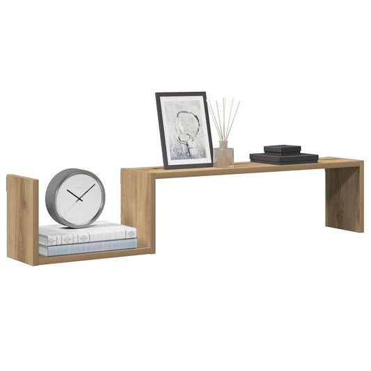 Wandschappen 2 st 100x15x20 cm bewerkt hout artisanaal eiken is nu te koop bij PeponiXL, paradijselijk wonen!