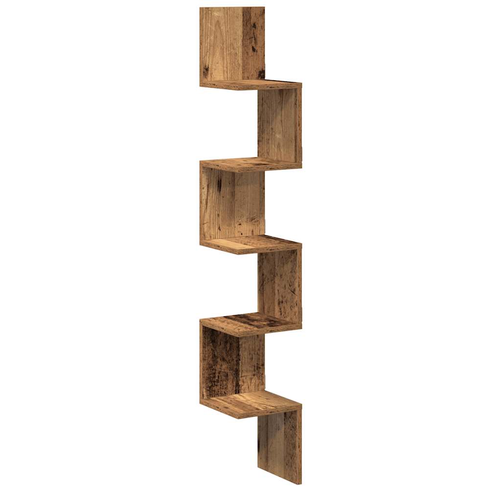 Hoekwandschap 20x20x127,5 cm bewerkt hout oud houtkleurig is nu te koop bij PeponiXL, paradijselijk wonen!