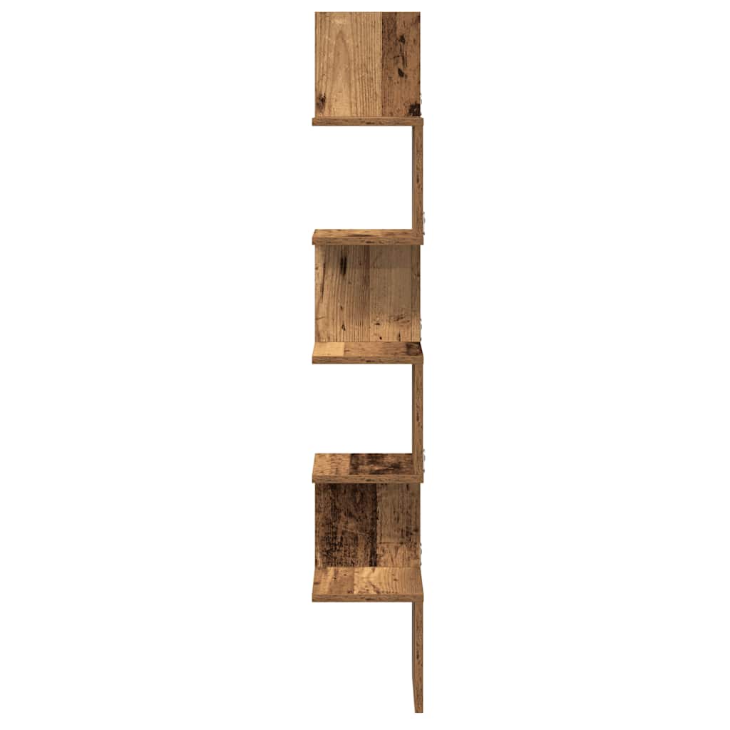 Hoekwandschap 20x20x127,5 cm bewerkt hout oud houtkleurig is nu te koop bij PeponiXL, paradijselijk wonen!