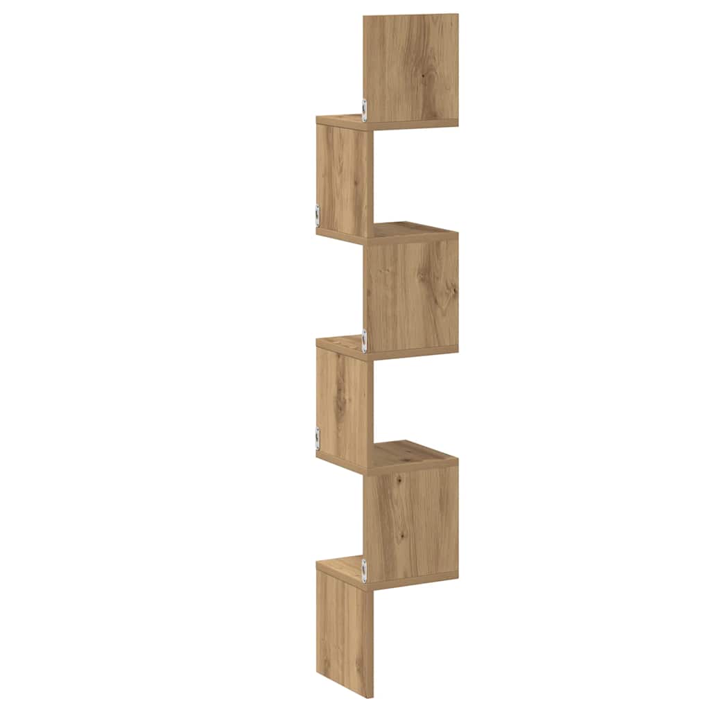 Hoekwandschap 20x20x127,5 cm bewerkt hout artisanaal eiken is nu te koop bij PeponiXL, paradijselijk wonen!