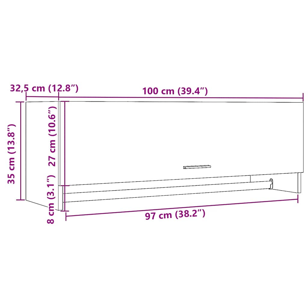 Kledingkast 100x32,5x35 cm bewerkt hout artisanaal eikenkleurig is nu te koop bij PeponiXL, paradijselijk wonen!